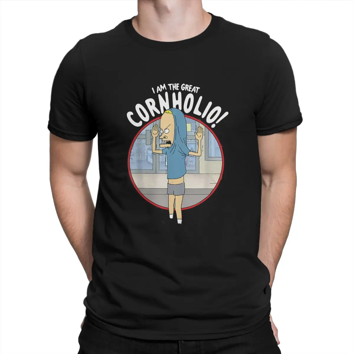 

The Great Cornholio Graphic Man's TShirt Beavis And ButtHead Chat Hilarious Animation Tops Fabric T Shirt