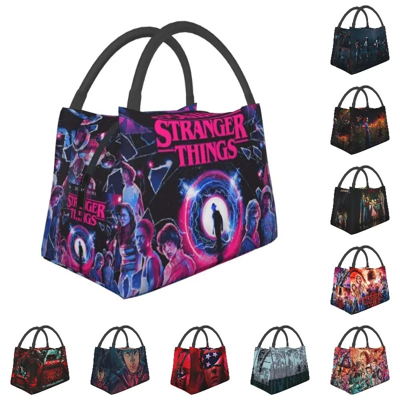 Custom Horror Tv Movie Stranger Things Lunch Bags Women Thermal Cooler Insulated Lunch Box for Office Travel Thermal Bags