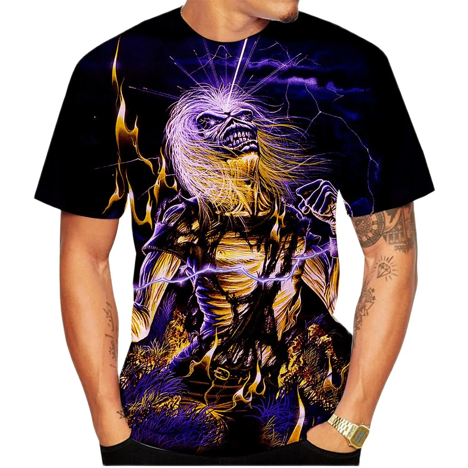 

Classic Gothic Horror Skull 3D Printing Personalized Fashion Men's T-shirt Hip Hop Street Style Harajuku Large Short Sleeve