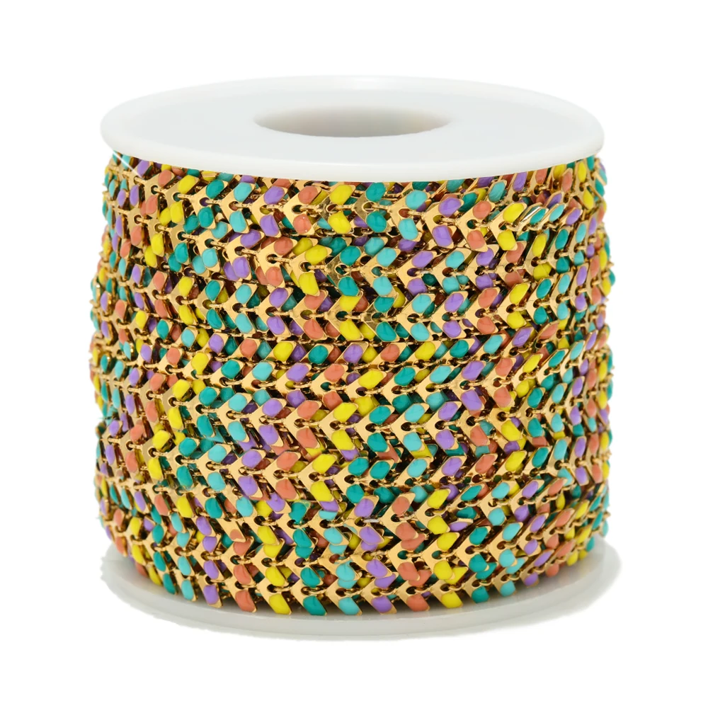 

1Meter Stainless Steel Colorful Enamel Chains Fishbone Fishtail Herringbone Aircraft Chain DIY Necklace Bracelet Making Findings