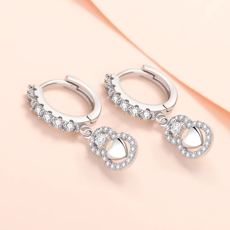 

New S925 Sterling Silver Zircon Earrings 12MM Charm Gourd Earrings For Women Fashion Engagement Wedding Gift Jewelry