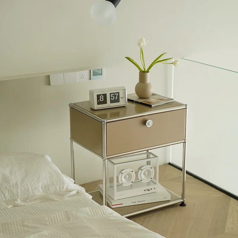 

Designer Nightstand USM Bedroom Modern Minimalist Shelf INS Module Storage TV Side Cabinet Stainless Muebles Home Furniture FGM