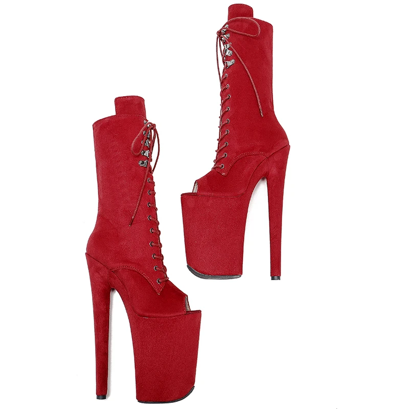 Leecabe  23CM/9inches  Suede Pole dance shoes High Heels Pole Dance boot