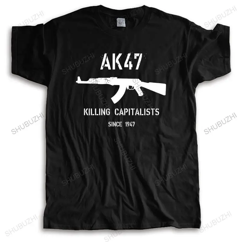 

Мужская свободная повседневная футболка teeshirt, модная брендовая Футболка с принтом AK47 Killing капиталисты с 1947 года, хлопковая Футболка большого размера