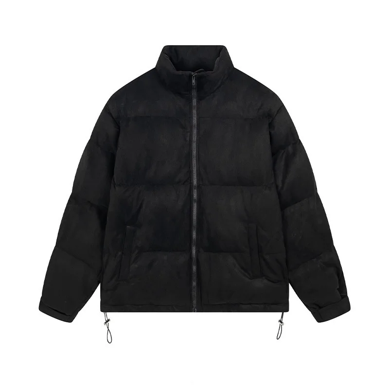 Rainbowtouches Winter Puffer Jackets For Men Women Thicken Down Coat Zip Up Collar Suede Streetwear Solid Color Fashion Parkas