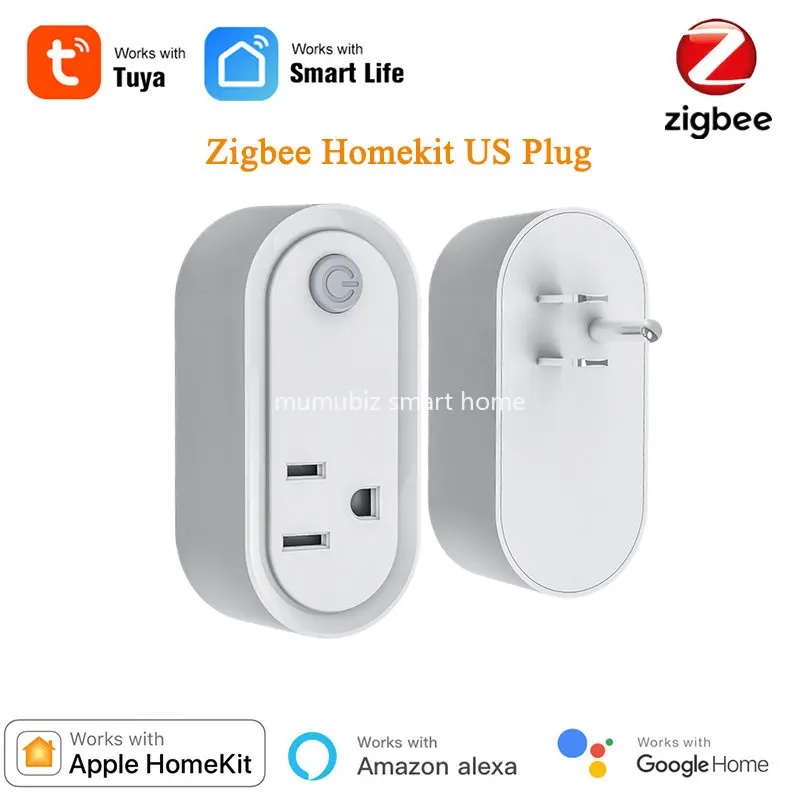 

Tuya Smart HomeKit and ZigBee Smart US Socket 15A with Energy Metering Function Vocie Control via Alexa Siri Google Home
