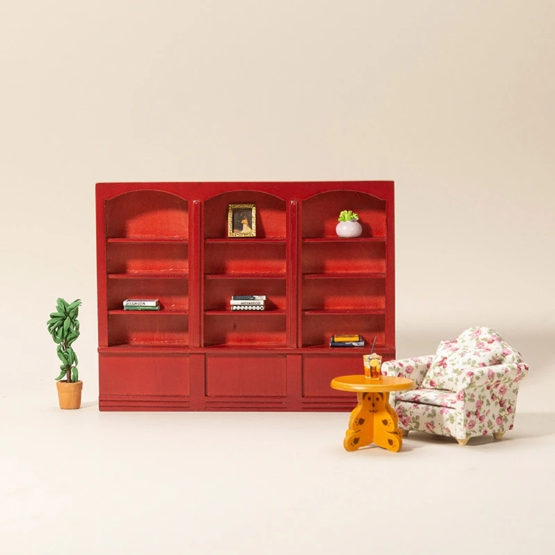 

1/12 Model Book Cabinet Simulation Wooden Joint Bookcase for Doll House Teens Toy Dolls Micro Landscape Mini Furniture QX2D