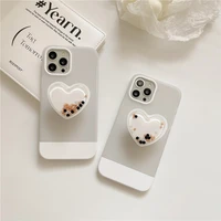cute clear 3d frosted white flowing beads folding stand girl soft case for iphone 11 12 13 pro max 7 8 plus xr x xs cover fundas