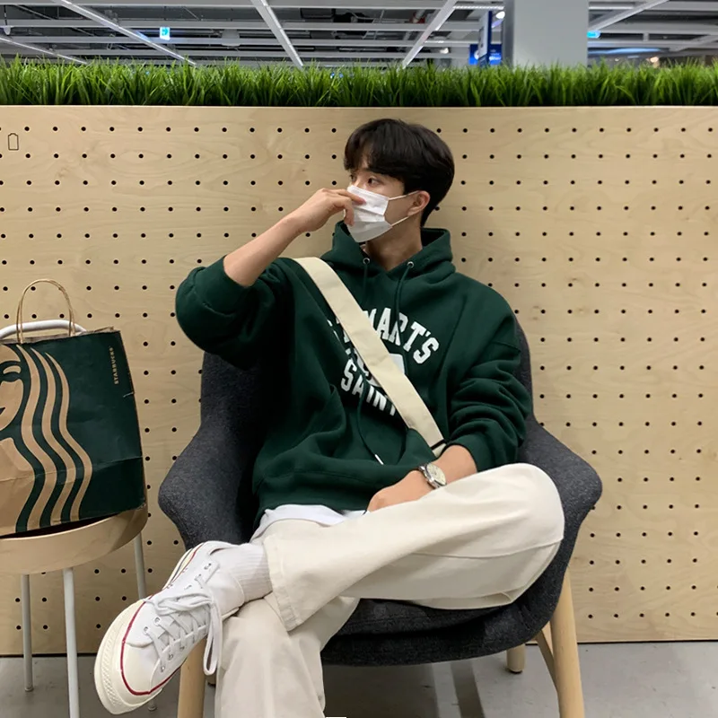 

Spring Autumn Hoodie Men Loose Trend Pullover Coat Men Simple Letter Hoodie Jacket Men High-Quality All-In-One Hoodie Coat Men