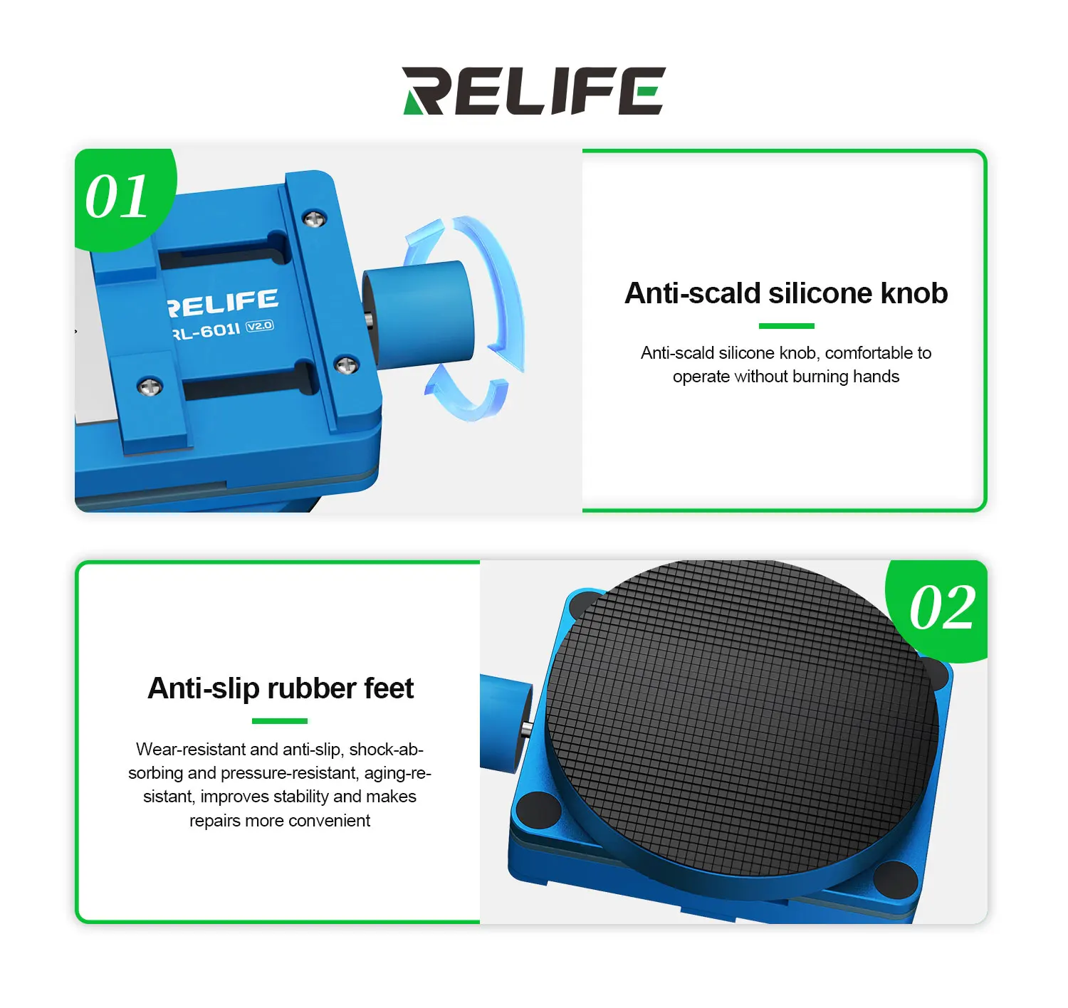 Фото RELIFE RL-601I V2.0 Мини-вращающееся крепление 360° °   Магнитный поворотный зажим для ремонта печатных плат телефонов и чипов №3