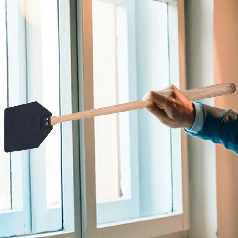 Ручная сверхмощная мухобойка Прочная портативная Двусторонняя кожаная