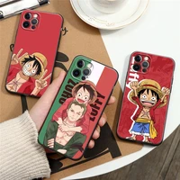 one piece anime phone case for apple iphone 6 7 8 plus se 2020 11 12 13 pro xs max mini xr case black silicone cover luffy zoro