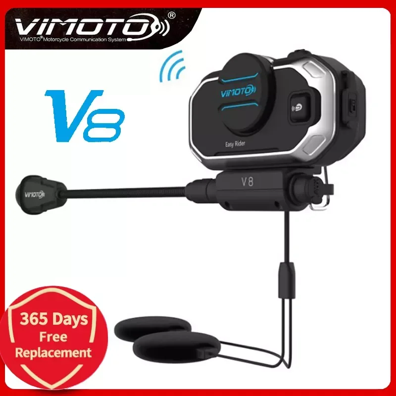 

NEW2023 Vimoto English Version Easy V8 Multi-Functional Motorcycle Interphone Helmet Intercom Bluetooth- Headset