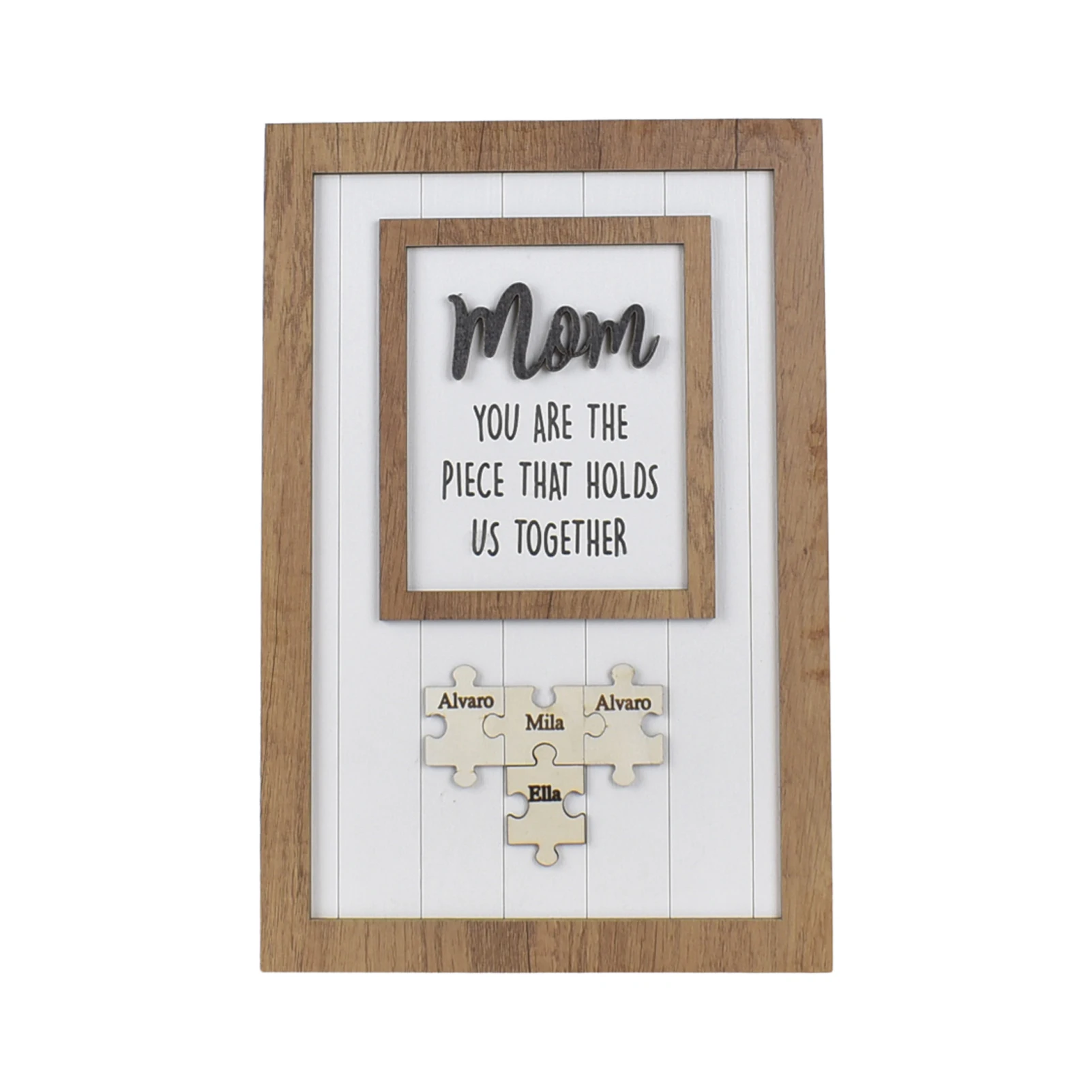 

Mother's Day Wooden Ornaments Wood Personalized Picture Frame Home Table Centerpiece Decor Wood Name Puzzle Plaque Gift For Mom