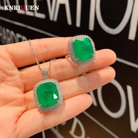 vintage 1416mm emerald gemstone pendant necklace womens rings high carbon diamond wedding party fine jewelry set birthday gift