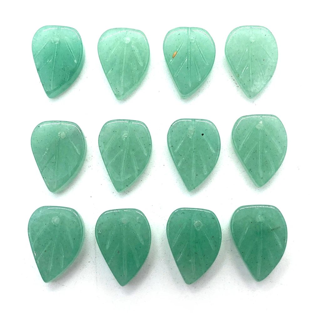 

5pcs/pack Leaves Shaped Pendants Natural Semi-precious Stone Green Aventurine DIY for Making Necklace Bracelets Earrings 10x19mm