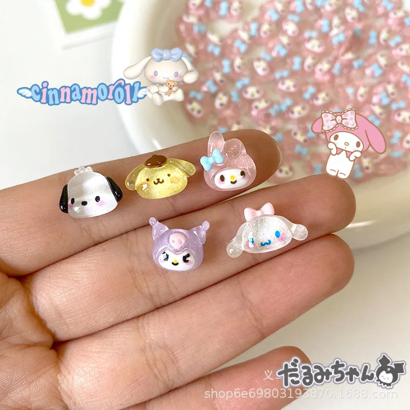 

Mini Hello Kitty Accessories Diy Kuromi Melody Resin Jewelry Sanrios Phone Case Manicure Hairpin Headgear Delicate Decor Gift