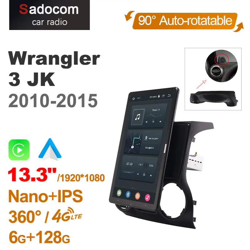 Tesla Авто вращающийся 1920*1080 Android 10 0 автомобильный мультимедиа для Jeep Wrangler 3 JK 2010 2012