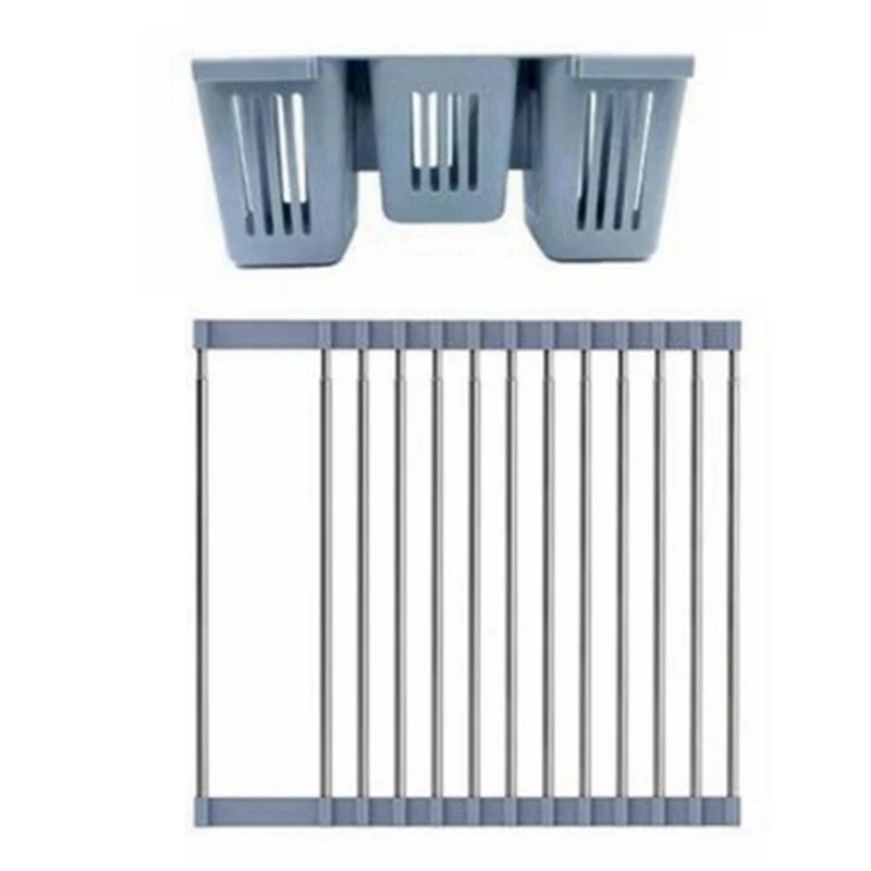 

HOT SALE Roll Up Dish Drying Rack Up To With Storage Baskets,Over The Sink Kitchen Rolling Up Dish Drainer Dish Drying Rack