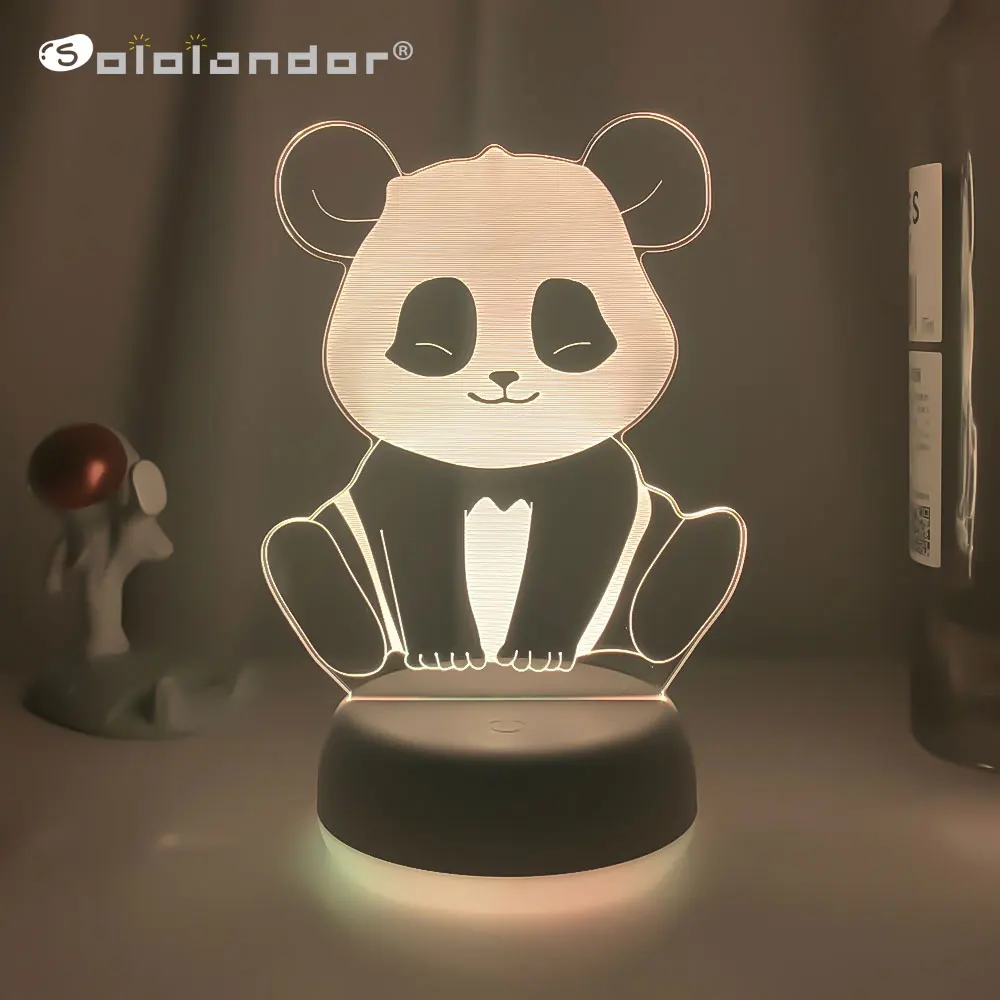 

Creative 3D Panda LED Novelty Night Light USB or Battery Powered Nightlamp Desk Cute Decoration Bedroom Bedside Lamps Kids Gift