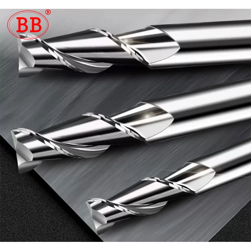 BB 2 Flutes End Mill Solid Carbide Aluminum Cutting Tool CNC Machining 0.1mm-20mm Spiral Router Bit Wood Copper Engraving Cutter images - 6