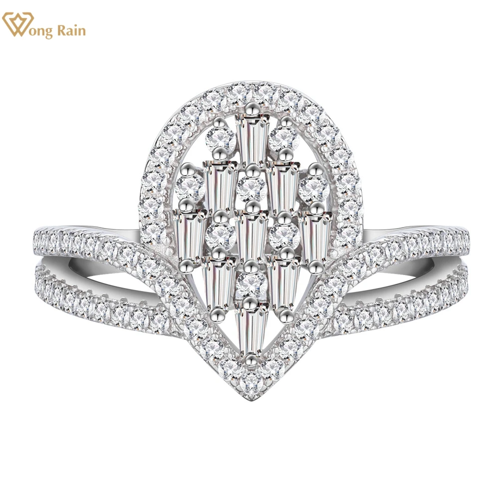 

Wong Rain Solid 925 Серебряная Груша Белый сапфир драгоценные камни для свадебной вечеринки, кольцо для женщин, ювелирные украшения, оптовая продаж...