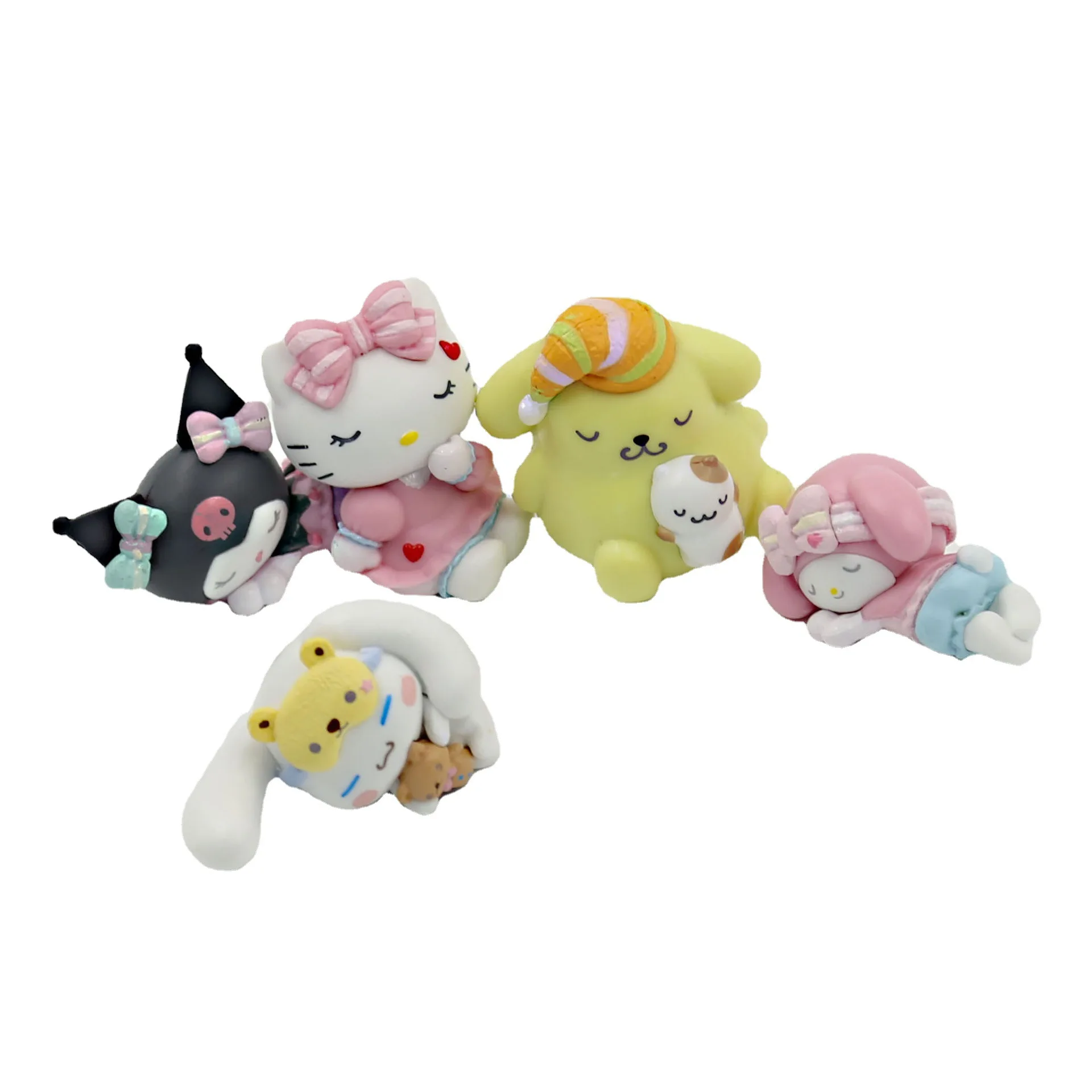 

5pcs/set Hello Kitty My melody Cinnamoroll Figure Model Kawaii Anime Figures PVC Desktop Ornaments Doll Toy Kids Christmas Gift