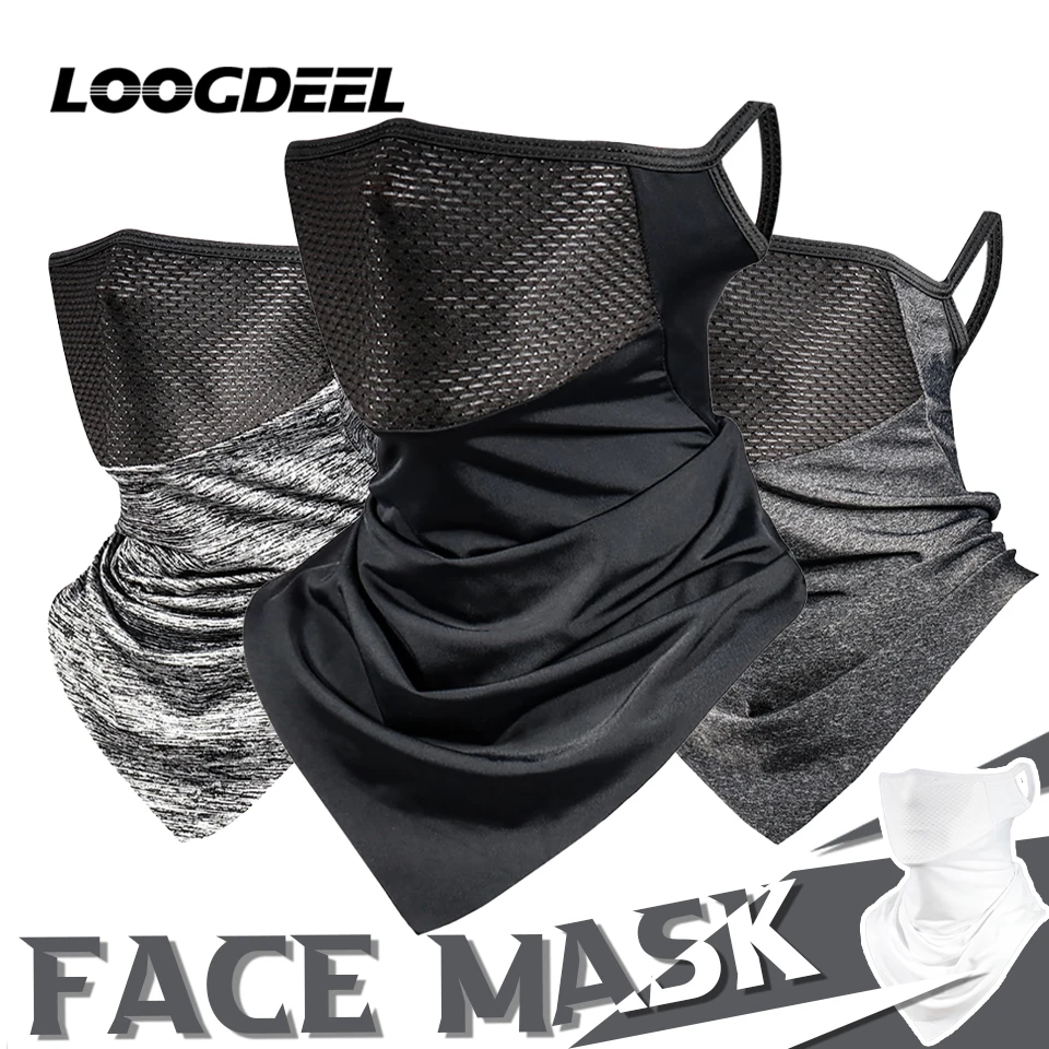 

LOOGDEEL Breathable Hiking Climbing Face Mask Bicycle Sports Men Women Bandana Outdoor Sun Protection Hanging Ear Triangle Scarf