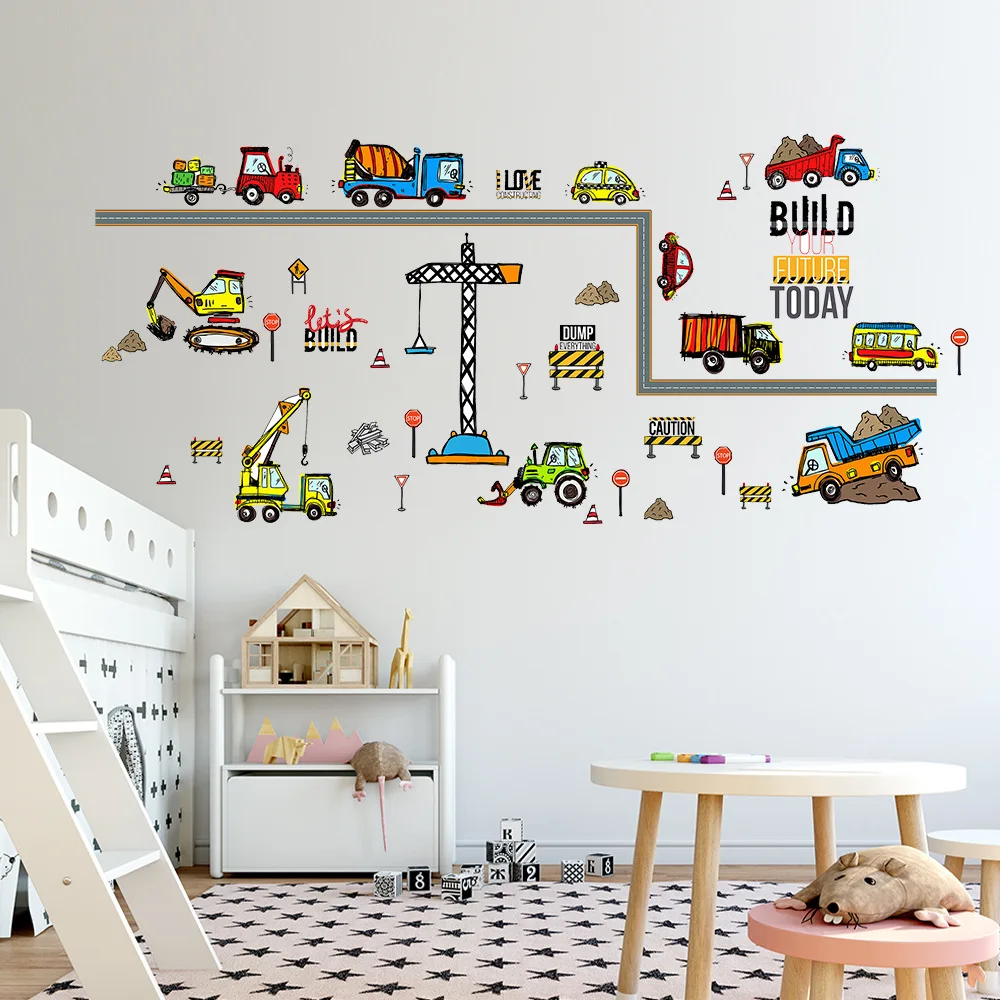 

Cartoon Tractor Wall Stickers DIY Transport Cars Wall Art Decal Decoration for Kids Rooms Boys Girls Children Bedroom Home Decor