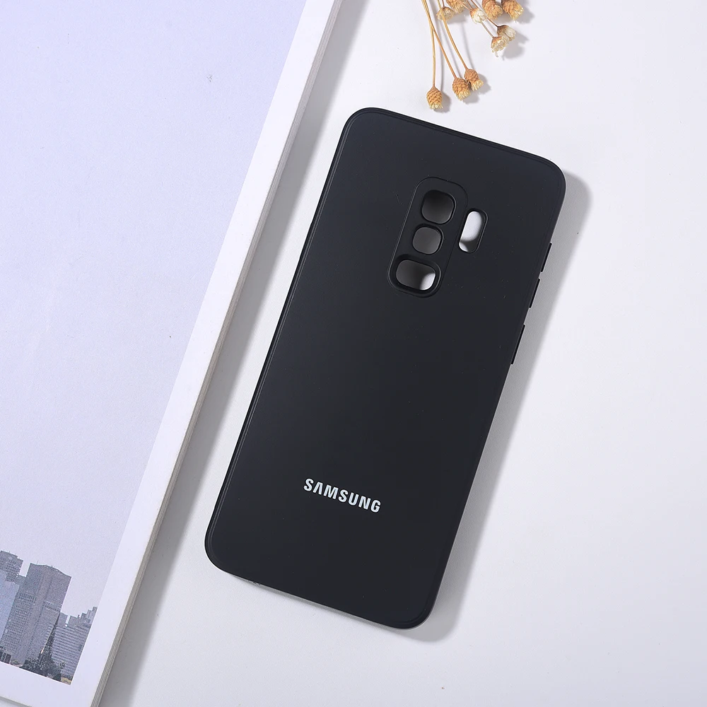 Оригинальный чехол для Samsung Galaxy S9 Plus + мягкий силиконовый шелковистый на ощупь
