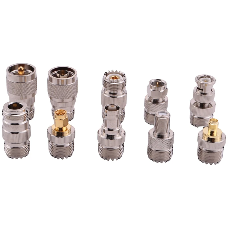 

10 Type Set RF UHF Female Coaxial Connector Kit UHF Adapter UHF Female To UHF/SMA/BNC/N-Type/F-Type Connector UHF Female