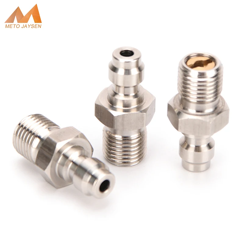

1/8NPT 1/8BSPP M10x1 PCP Paintball Pneumatic Quick Coupler 8MM Male Plug Adapter Fittings Air Refilling Stainless Steel 3pc/set