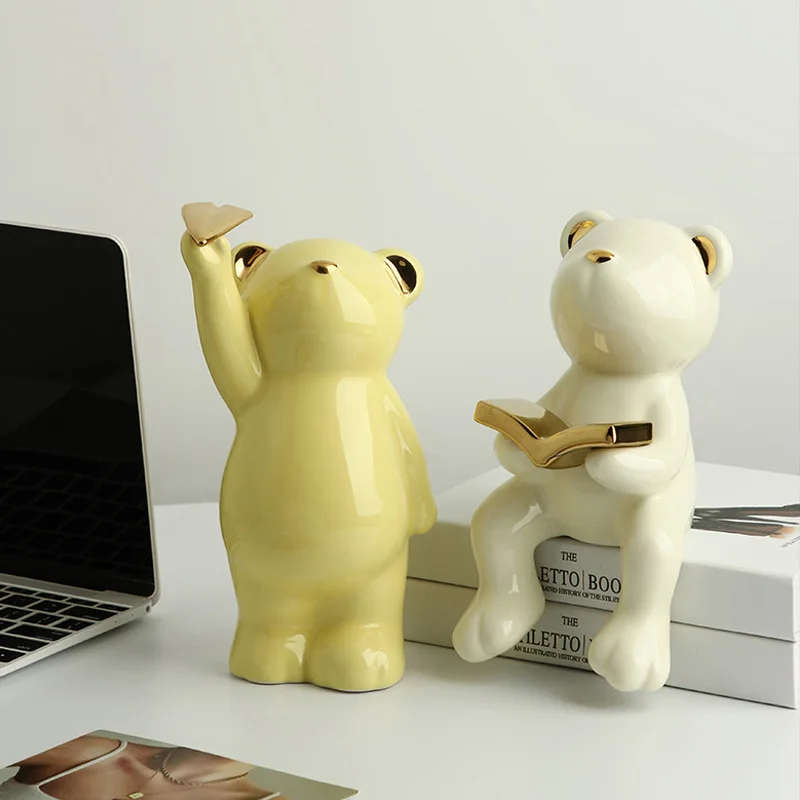 

Creative Bear Home Decoration Living Room Wine Cabinet Porch Desktop Accessories Crafts Modern Bedroom Cream Wind Girl Gifts