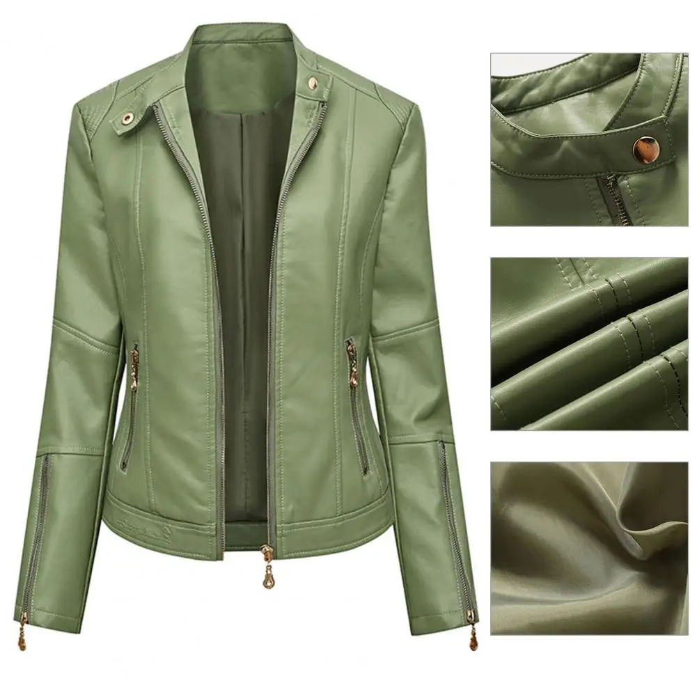 

Autumn Jacket Fabulous Handsome Autumn Jacket Turn-down Collar Spring Coat Skin-friendly Biker Jacket for Dating