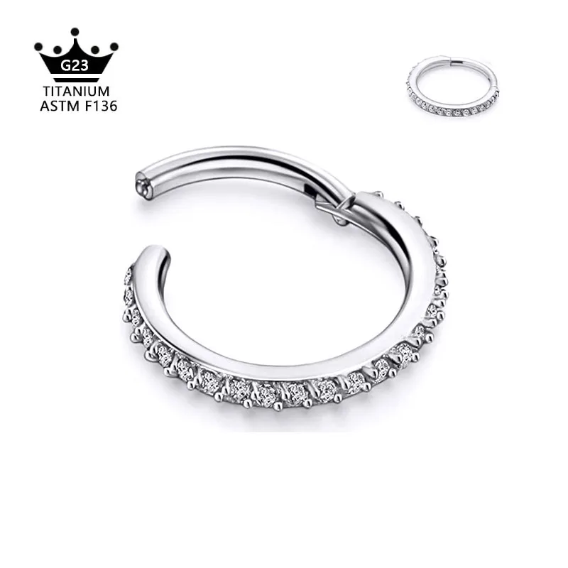 

Moon CZ Zircon Septum Helix Piercing Daith Nose Rings Conch Cartilaged Earrings Hoop Stud 16G