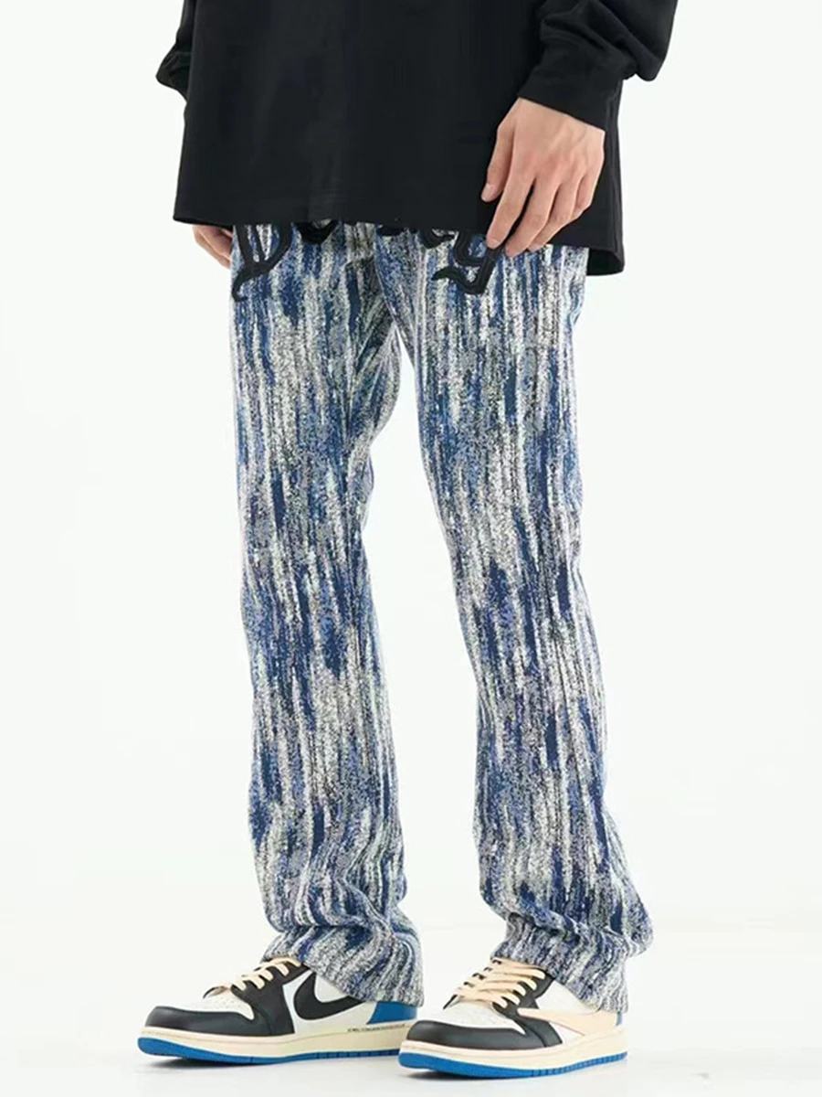 American High Street Letters Embroidered Casual Hip-hop Jeans Men INS Trendy Designer Retro Straight Pants Street Clothing MEN
