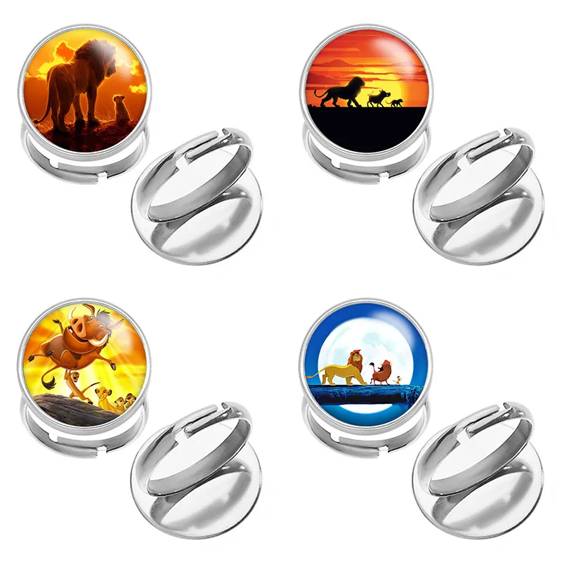

Disney The Lion King Stainless Steel Photo Glass Cabochon Ring Adjustable Gift J1810