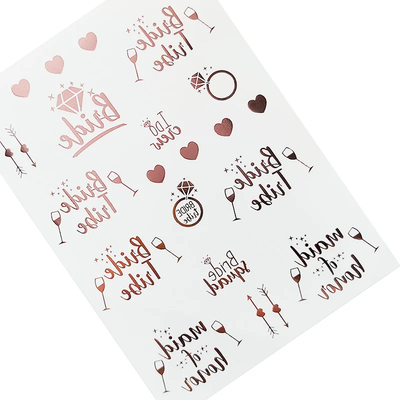 

Rose Gold Temporary Tattoo Sticker Bride To Be Wedding Bachelorette Party Decor Bridesmaid Team Bride Gift Sticker Bridal Shower