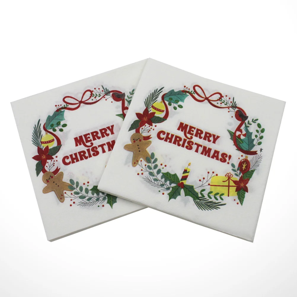 

Napkins Paper Dinner Christmas Party Napkin Decorativelunch Tissueserviettes Merry Tow Hand Disposable Holiday Holidays Supplies