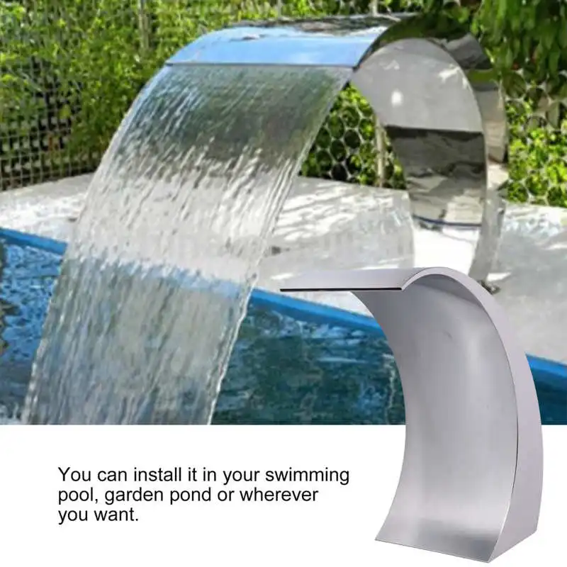 

Stainless Steel Pool Fountain Pool Waterfall Stainless Steel Water Spillway Fountain Pond Hardware Faucet Swim Pool Fountain