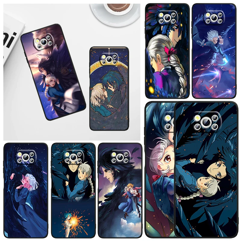 

Anime Howl's Howls Moving Castle Phone Case For Xiaomi Mi Poco X5 X4 X3 NFC F4 F3 GT M5 S M4 M3 M2 C50 Pro C3 5G Black Cover