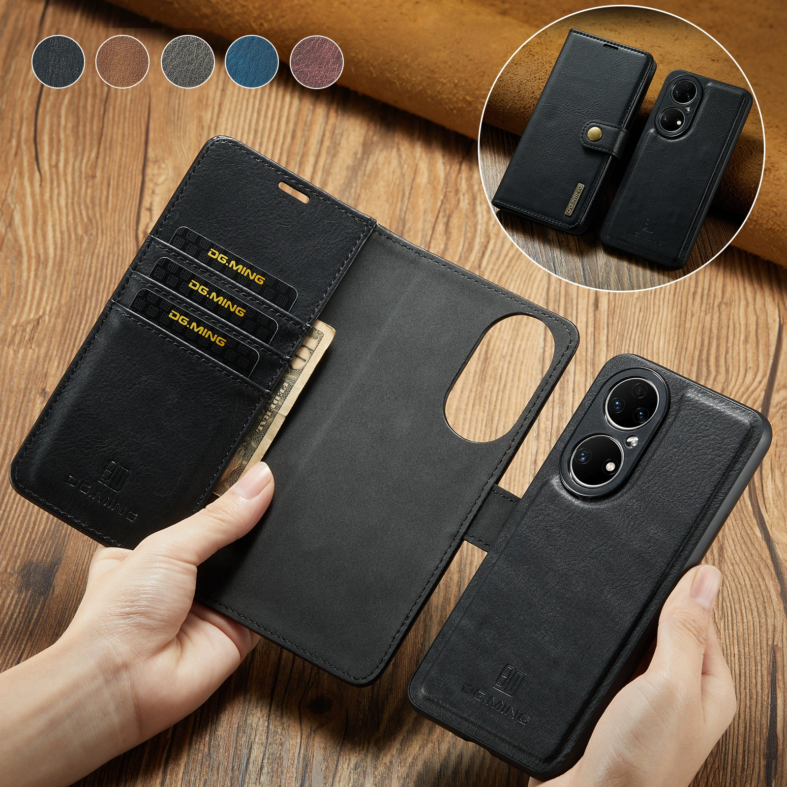 

2 IN 1 Detachable Flip Leather Case For Huawei P50 P40 P30 P20 Lite Mate 40 30 20 Pro Plus Wallet Multi-card Cover