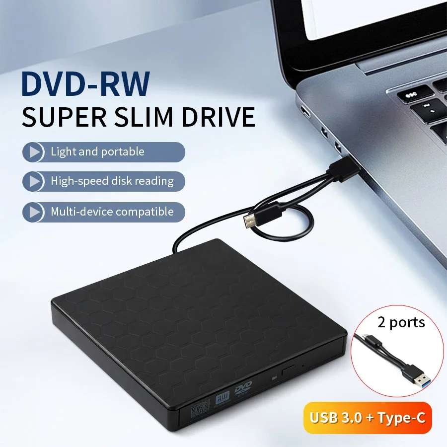 2 в 1 тонкие Внешние оптические приводы USB Type C устройство для чтения DVD RW CD ПК