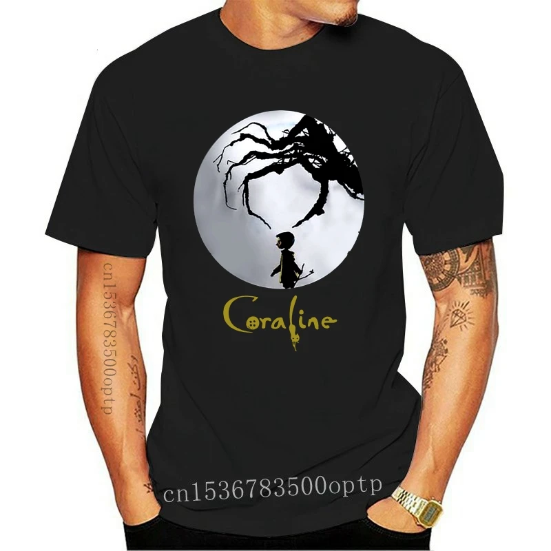 

Популярная мужская черная футболка coraline, модель 2022 года