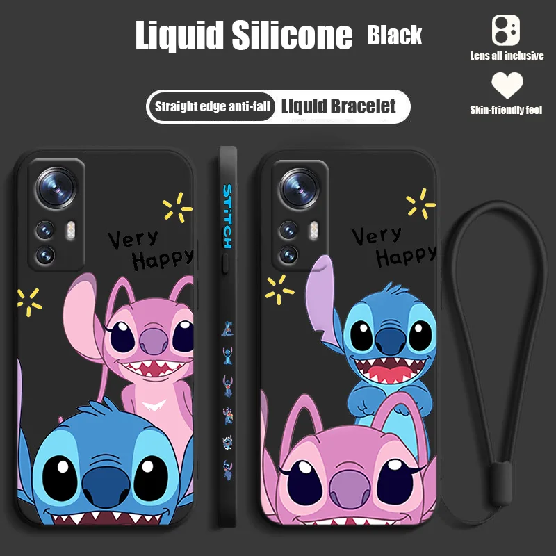 

Stitch Cute Anime For Xiaomi Mi 12T 12S 12 11T 11 10T 10S 10 9 SE CC9E Ultra Lite Pro Liquid Left Rope Phone Case