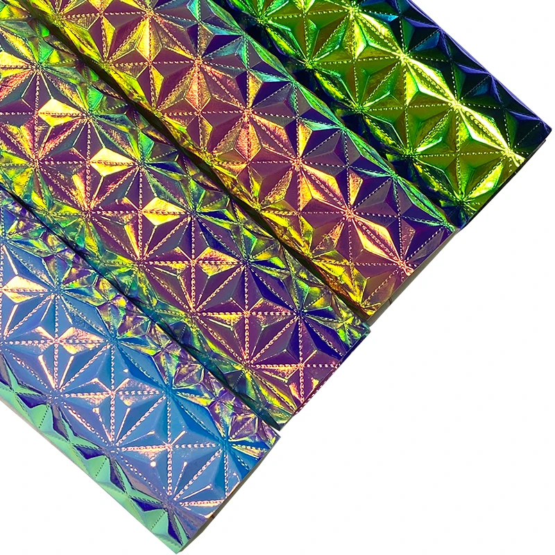 30*135cm Illusory Color Love Triangular Pattern Faux Leather PU Fabric for Making Bows Earrings Handmade DIY Craft Sewing