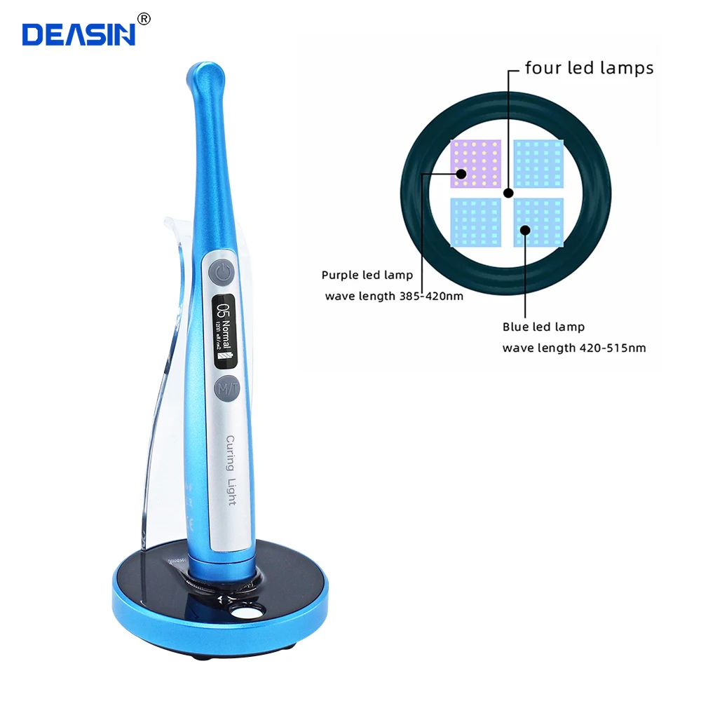 

Dental Dolphin Original Factory with LED Curing Light 1 Second Metal Body With Caries Detector Built And Meter Max 2600 mW/cm²