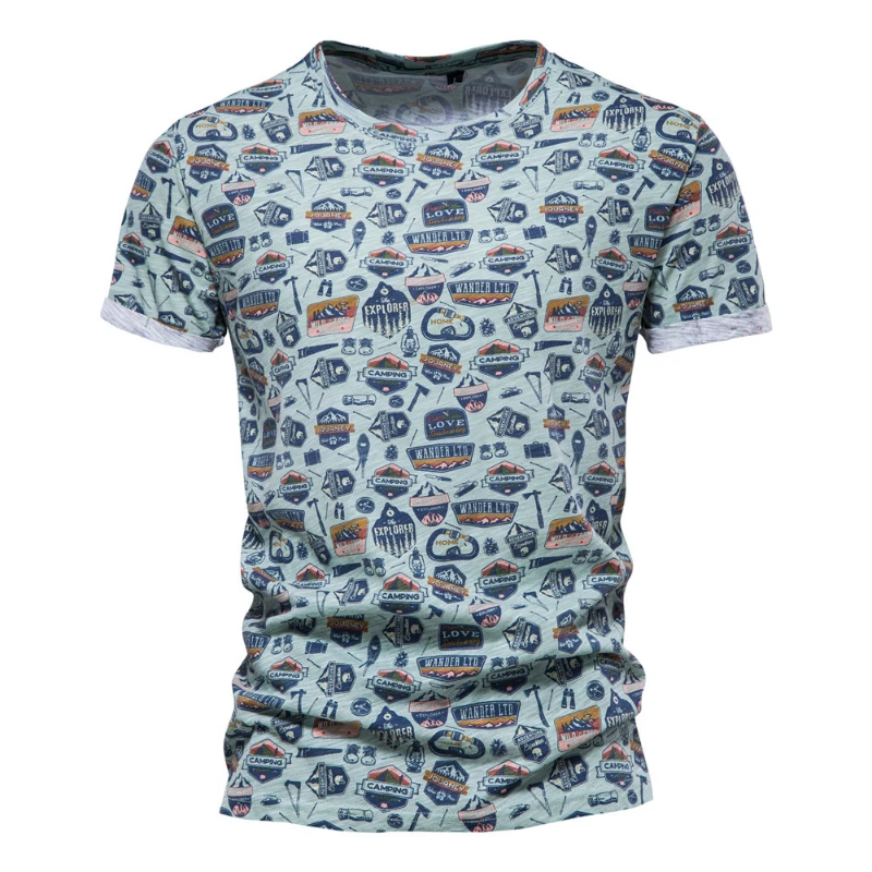 

Summer Printed Men's Short Sleeved T-shirt 2022 New Cross-border Men's Round Neck Casual Versatile Short Sleeved T-shirt