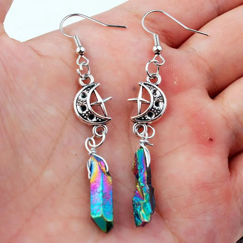 

Quartz Earrings Boho Esoteric Natural Stones Romantic Gift Alternative Witchy