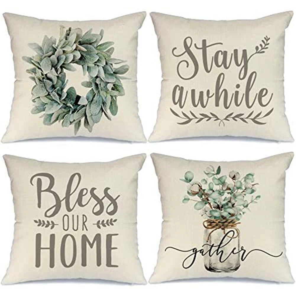 

Farmhouse Decor Pillow Covers 18X18 Inch Set of 4 Throw Pillow Covers Farm Decorations Pillow Case for Couch Sofa